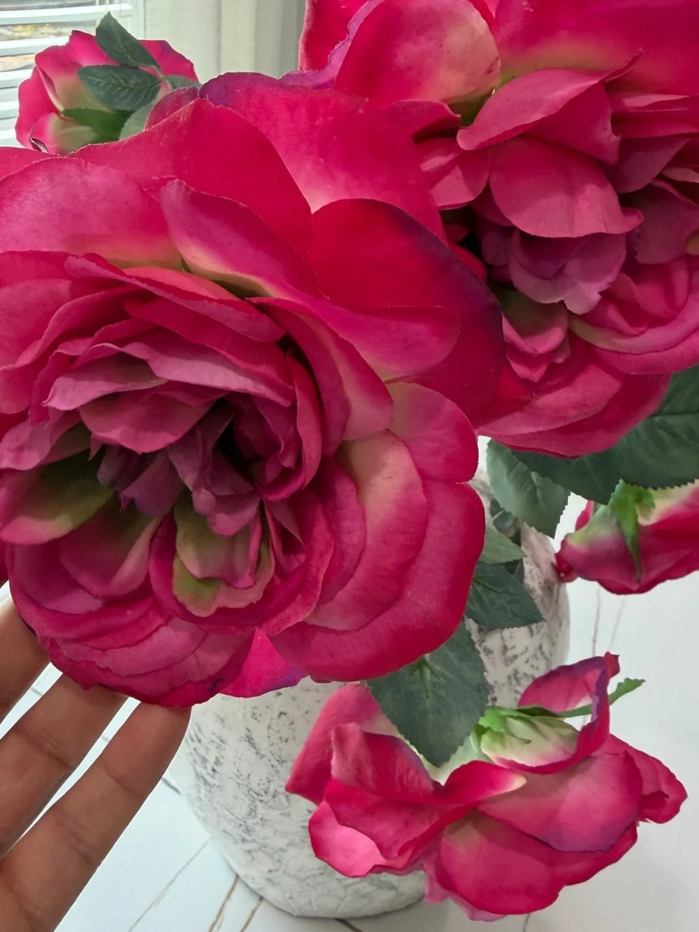 Faux Rose Stem Bouquet in Hot Pink - Home Accents